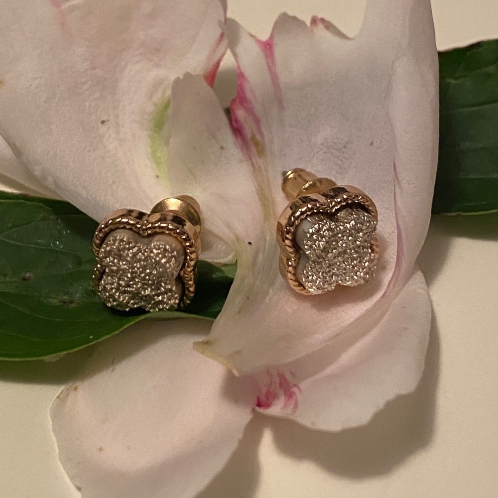 Silver & gold mini plated clover earrings